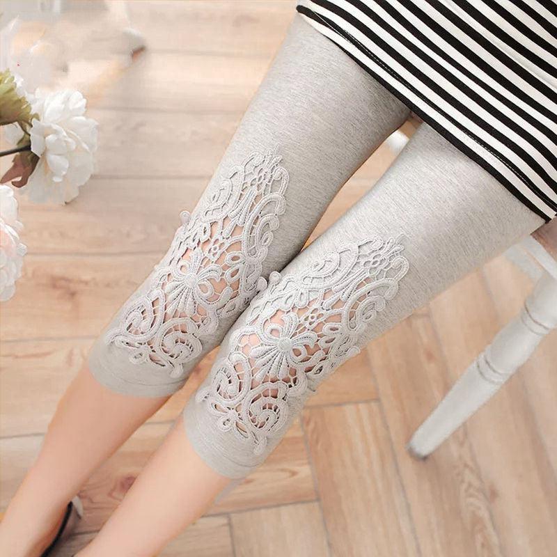 Women's Stretch Slim Fit Slim Hollow Lace Leggings - amazitshop