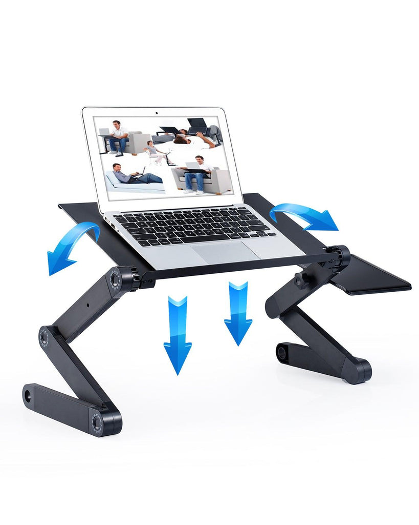 Adjustable Laptop Stand, RAINBEAN Laptop Desk with 2 CPU Cooling USB Fans for Bed Aluminum Lap Workstation Desk with Mouse Pad, Foldable Cook Book Stand Notebook Holder Sofa - amazitshop