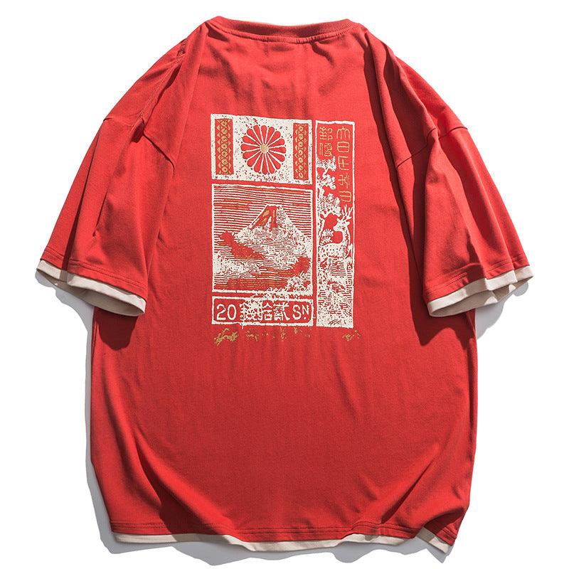 Faxien Japanese Retro Short Sleeve T-shirt Men\'s Summer Vacation - amazitshop