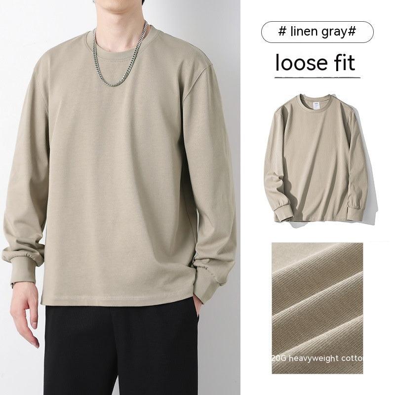Cotton Round Neck Long Sleeves T-shirt Men's Loose All-match Casual - amazitshop