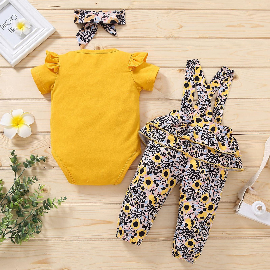 Newborn Toddler Baby Girls Clothes Set Short Sleeve Pullover Bow - amazitshop