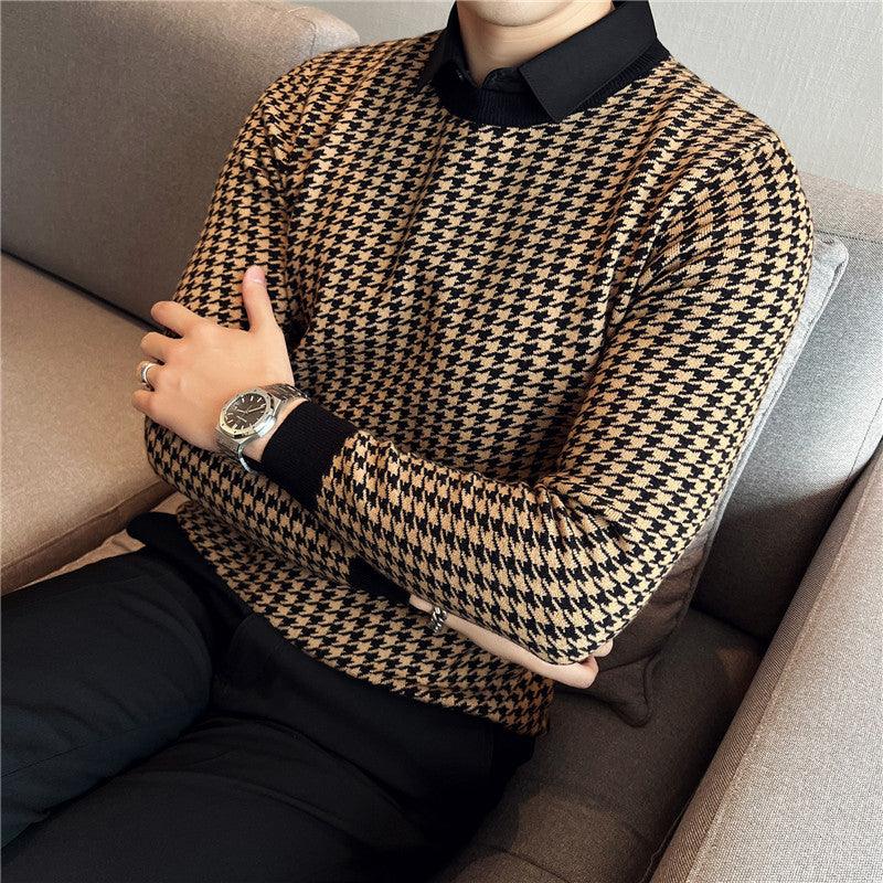 Men's British Slim-fitting Casual Patchwork Knitwear Sweater - amazitshop
