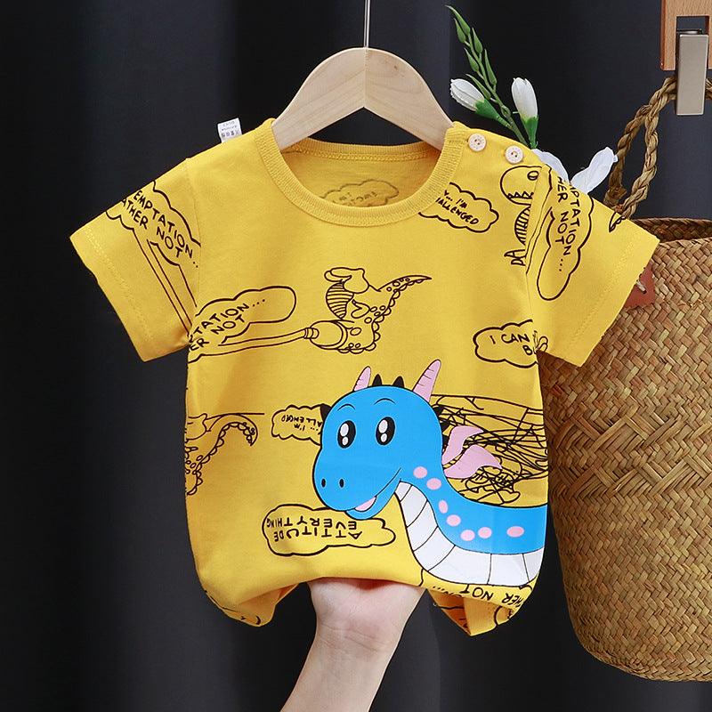 Fashion Cartoon Print Children's Cotton Short Sleeve - amazitshop