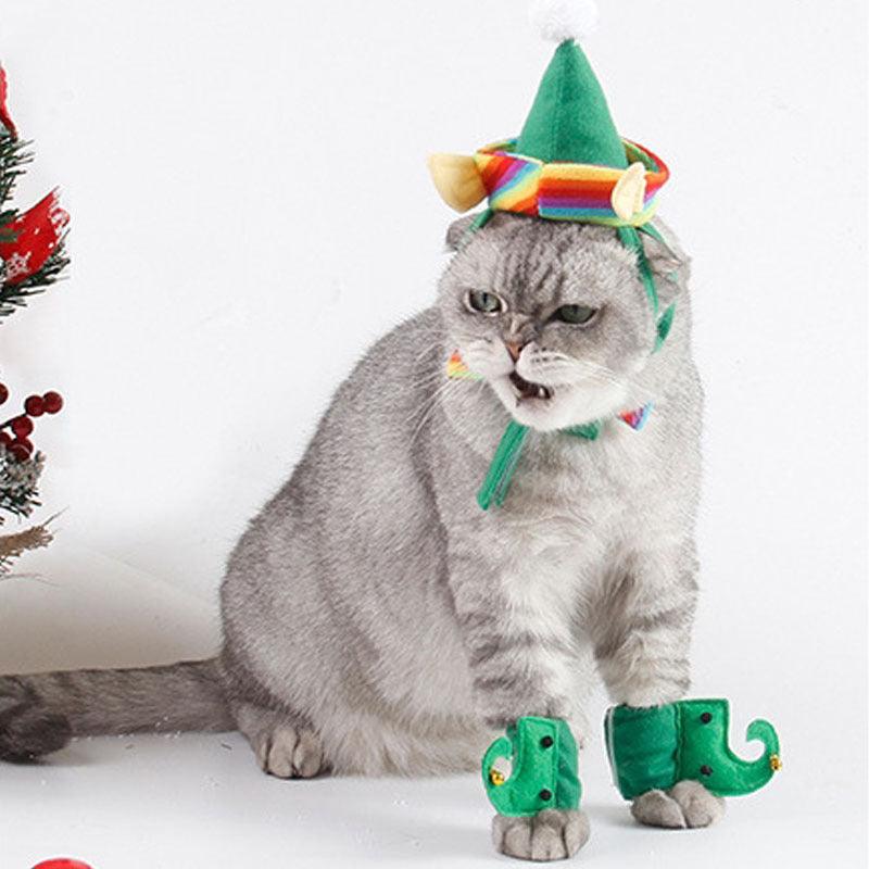 Pet Supplies Dog Christmas Hat 4-piece Green Foot Cover - amazitshop