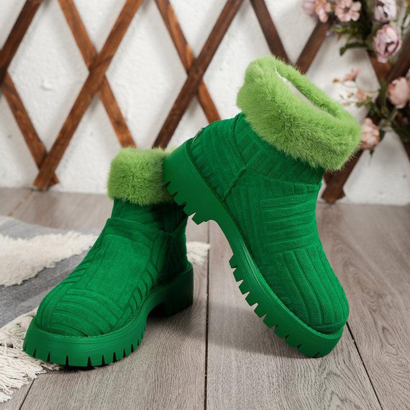 Winter Ankle Boots Fashoin Thick-soled Thickened Snow Boots For Women Plush Shoes - amazitshop