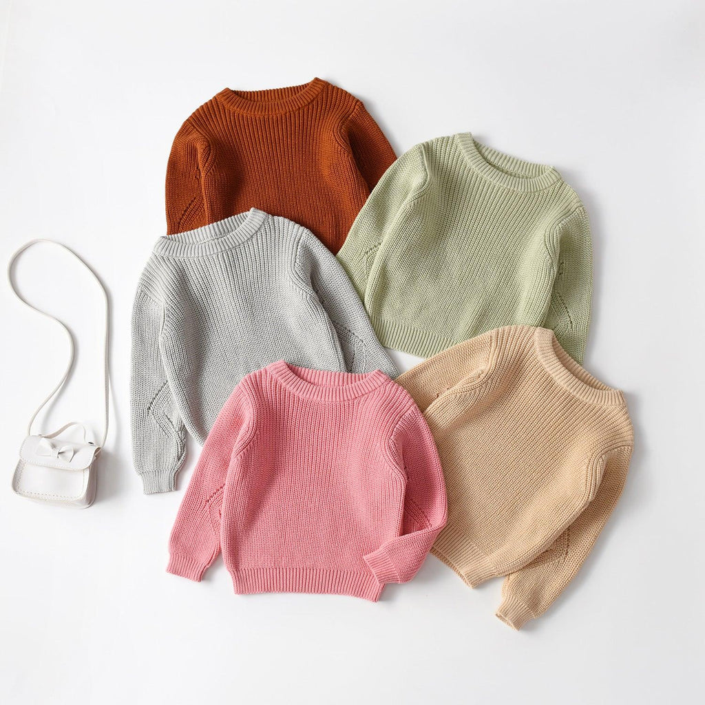 Children's Knitted Sweater Korean Style Pure Color Warm Keeping - amazitshop