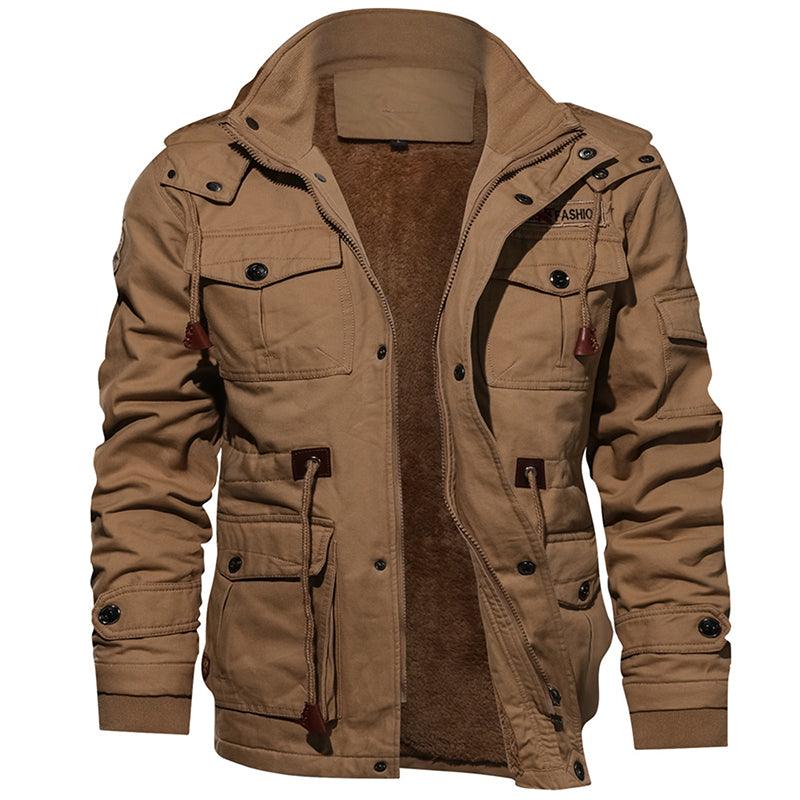 Men Winter Fleece Jacket Warm Hooded Coat Thermal Thick Outerwear Male Military Jacket - amazitshop