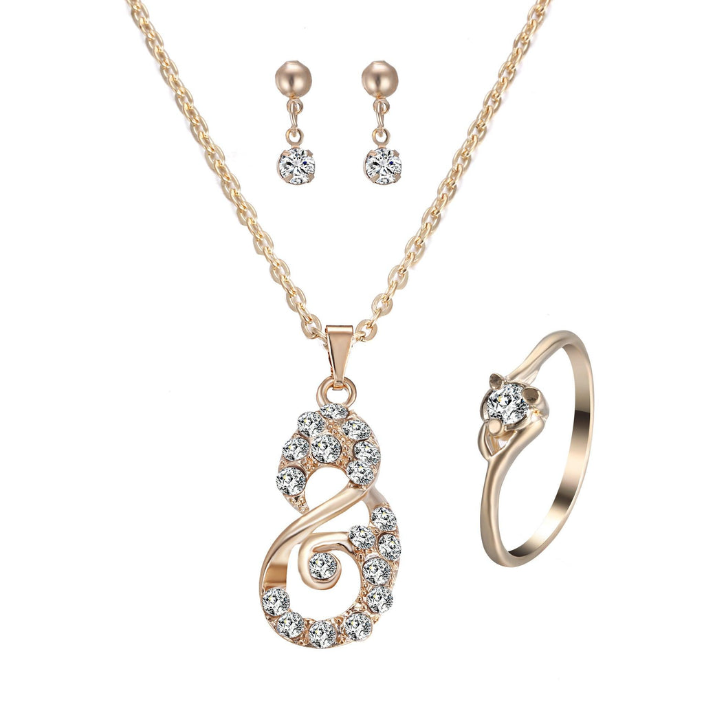 Heart Pendant Jewelry Set Rhinestone Jewellery - amazitshop
