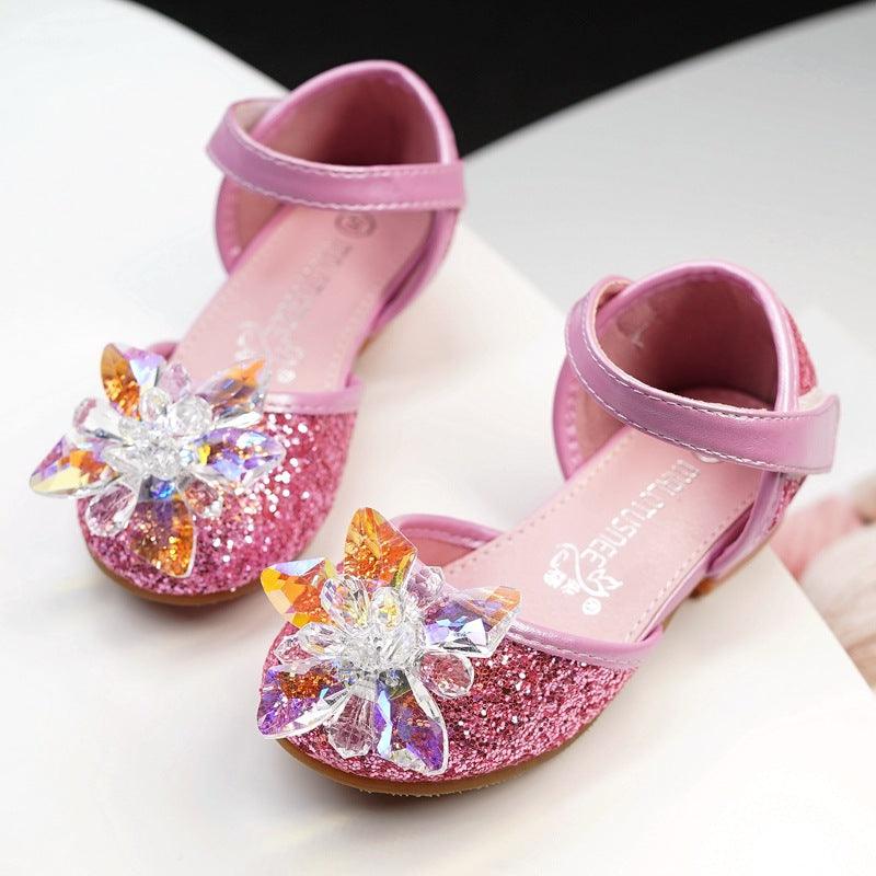 Girls crystal shoes rhinestone single shoes - amazitshop