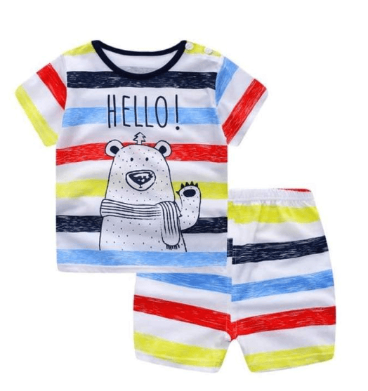 New children's summer children's clothing short-sleeved suit cotton boy girls small children cartoon summer two-piece - amazitshop