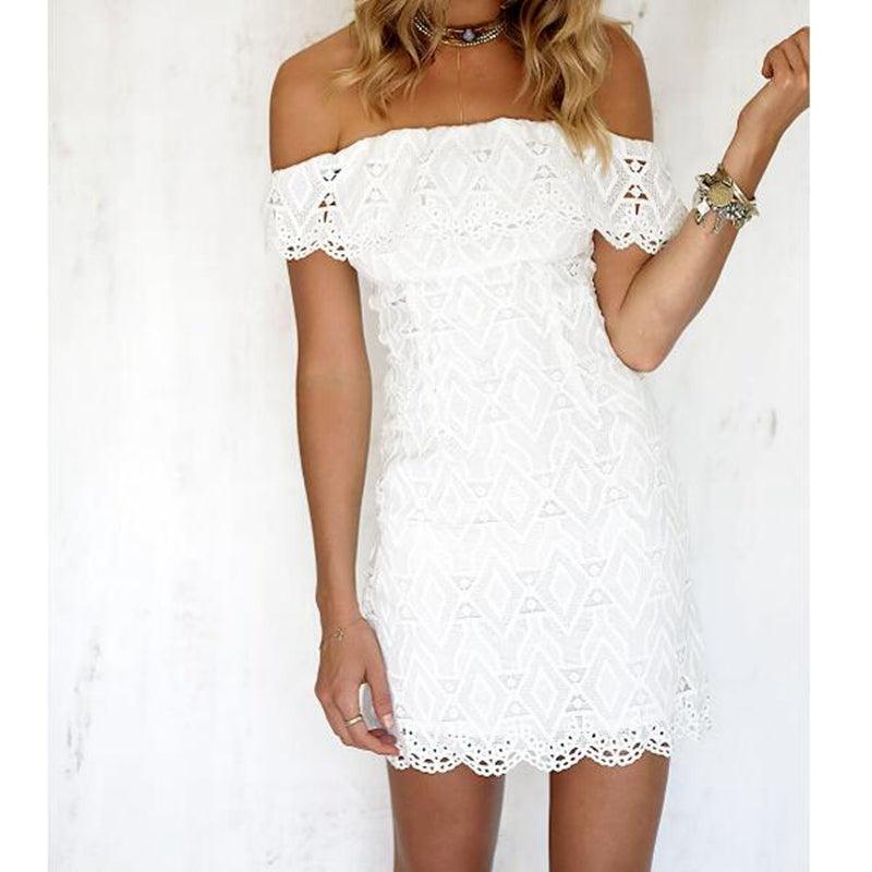 Lace white dress - amazitshop