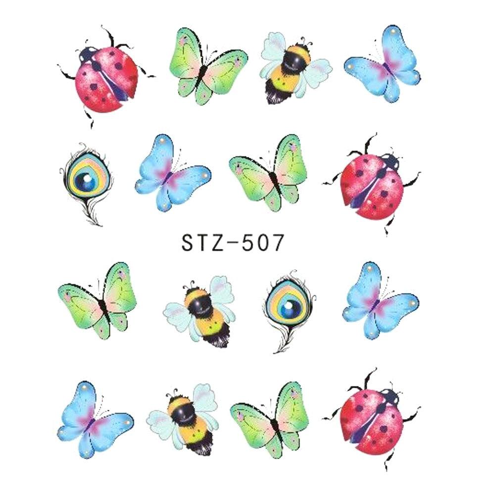 1pcs Nail Sticker Butterfly Flower Water Transfer Decal Sliders for Nail Art Decoration Tattoo Manicure Wraps Tools Tip JISTZ508 - amazitshop