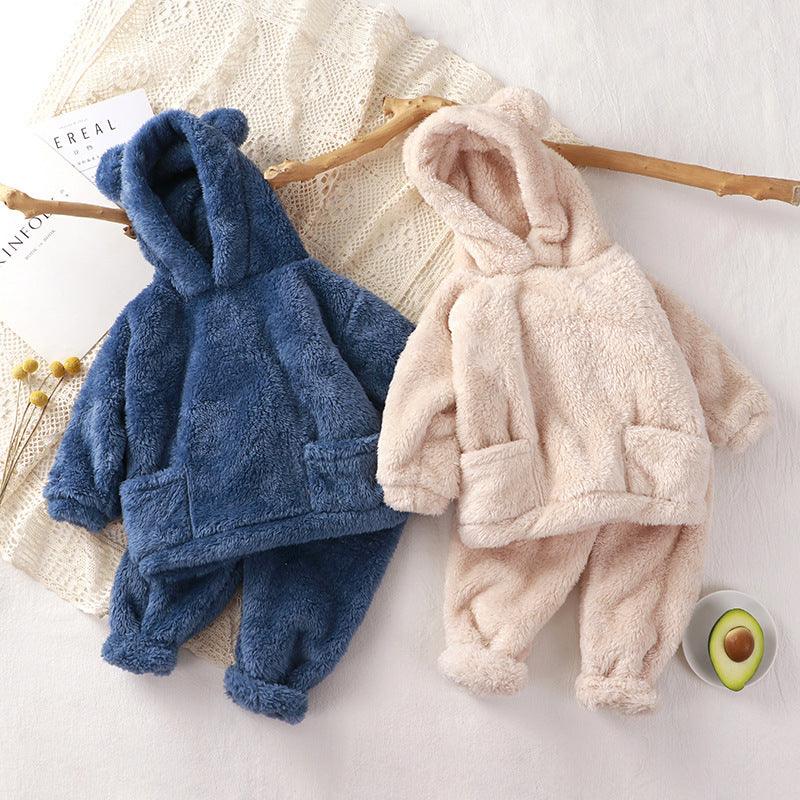 Children's Pajamas Autumn And Winter Bear Loungewear Suit Children Outer Wear Thermal Clothes - amazitshop