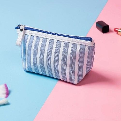 Miyahouse Canvas Cosmetic Bag Women Make up Bags Striped Printed Travel Toiletry Organizer Portable Pouch Makeup Case - amazitshop