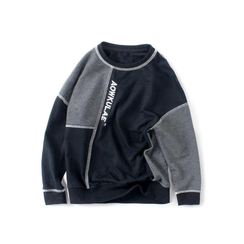 Contrasting stitching pullover boys sweater - amazitshop