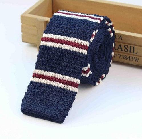 Men Knitted Knit Leisure Striped Ties Fashion Skinny Narrow Slim Neck Ties For Men Skinny Woven Designer Cravat - amazitshop