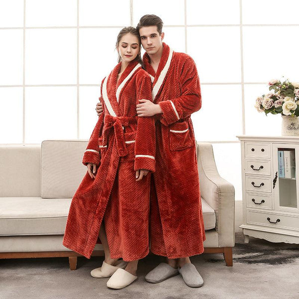 Women Pajamas Couple Gown Bathrobe Winter Robe - amazitshop