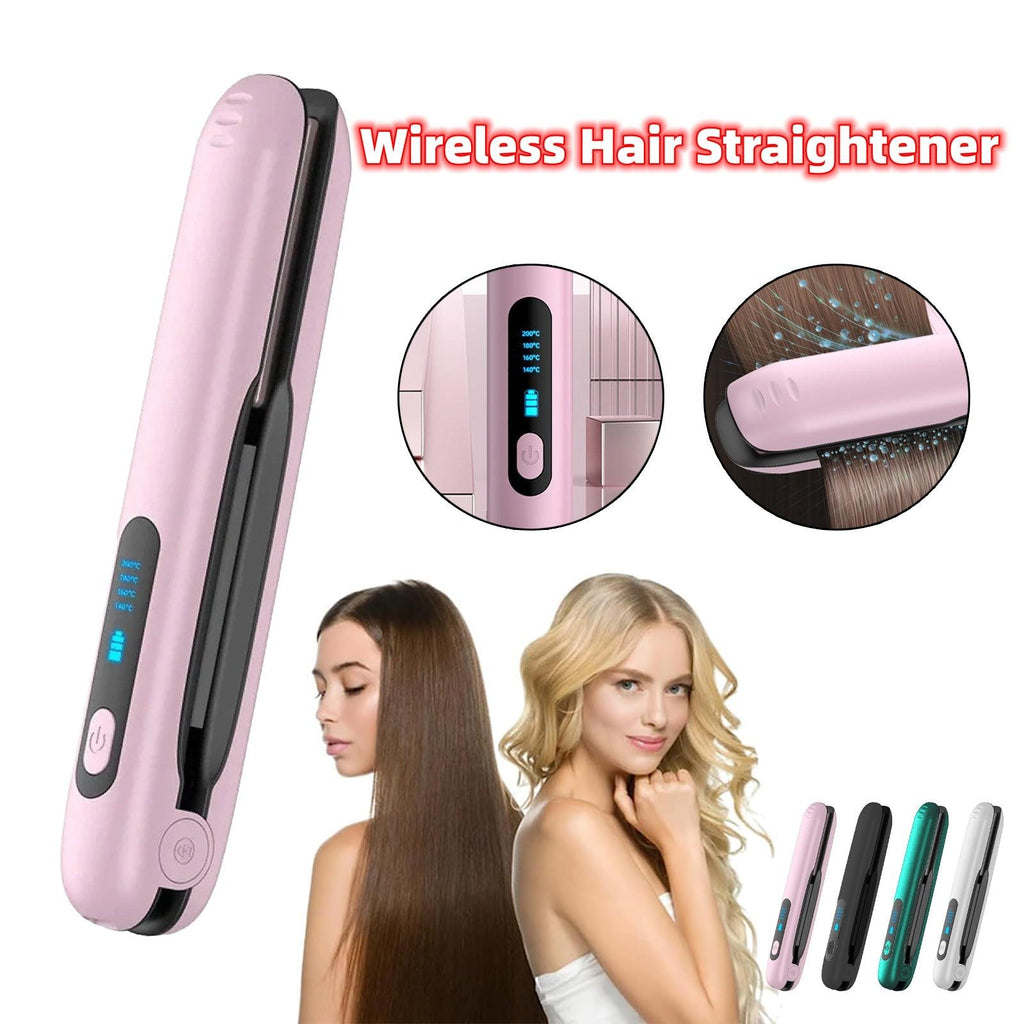 Wireless Hair Straightener Flat Iron Mini 2 IN 1 Roller USB 5000mAh Max 200 Degree Portable Cordless Curler 4 Levels Dry And Wet Uses - amazitshop