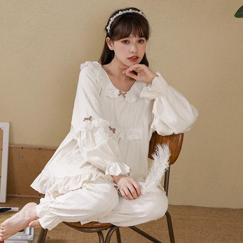 Pajamas Ladies Long-sleeved Trousers Court Style Sweet And Lovely - amazitshop