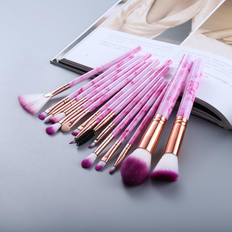 15 Marbled Design Makeup Brushes Set - amazitshop