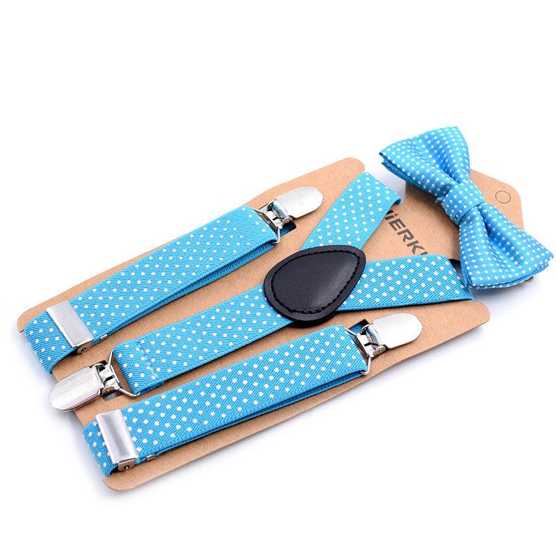 Elastic Boys Suspender Bowties Set bretelle bambino Wedding Bowties Suspenders Baby Kids Polka Dots Bow Ties braces kids - amazitshop