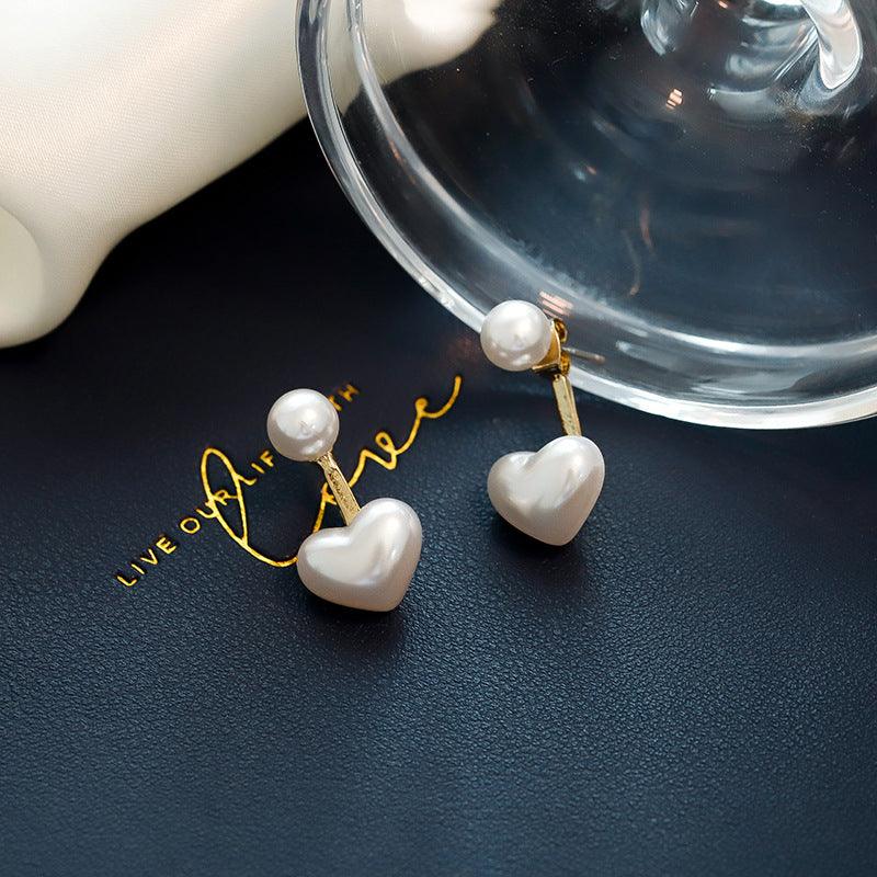 Simple Temperament Love Pearl Stud Earrings - amazitshop