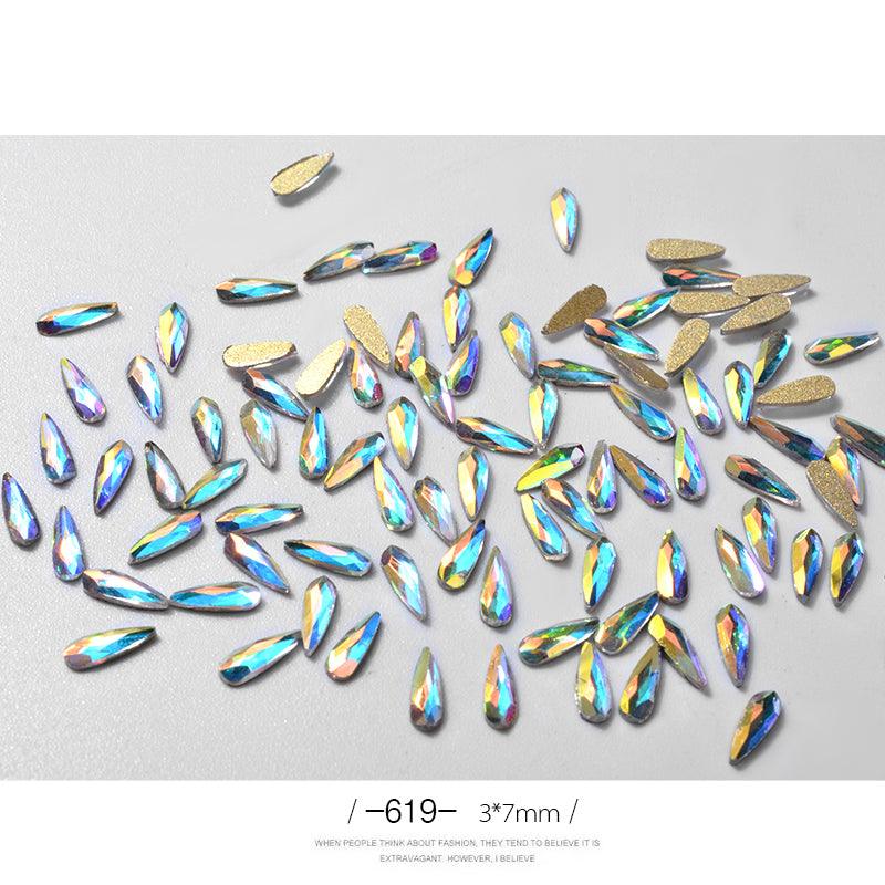 10Pcs 3D Nail Art Rhinestones Long Water Drop Shaped Glitter Nail Art Decorations Accessoires Nail Supplies - amazitshop