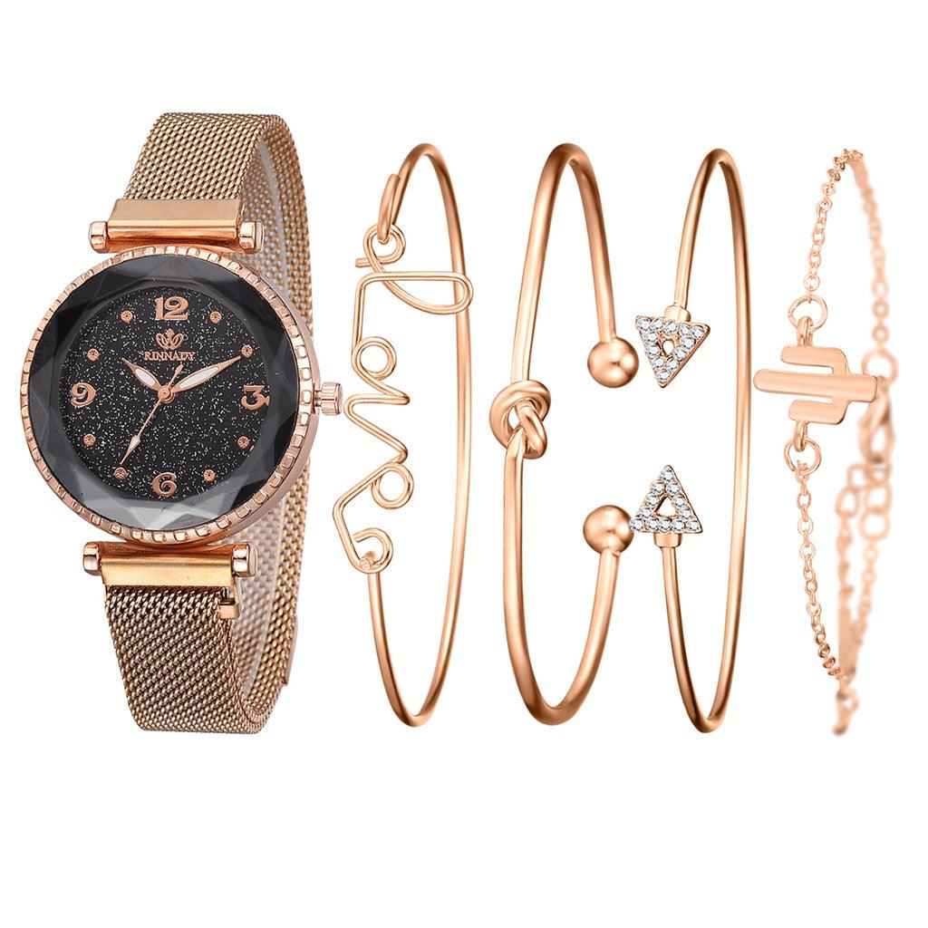 Women Watches Starry Sky Magnet Buckle Fashion Bracelet Wristwatch Roman Numeral Simple Clock Gift - amazitshop