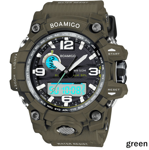 BOAMIGO brand men sports watches dual display analog digital LED Electronic quartz watches 50M waterproof swimming watch F5100 - amazitshop