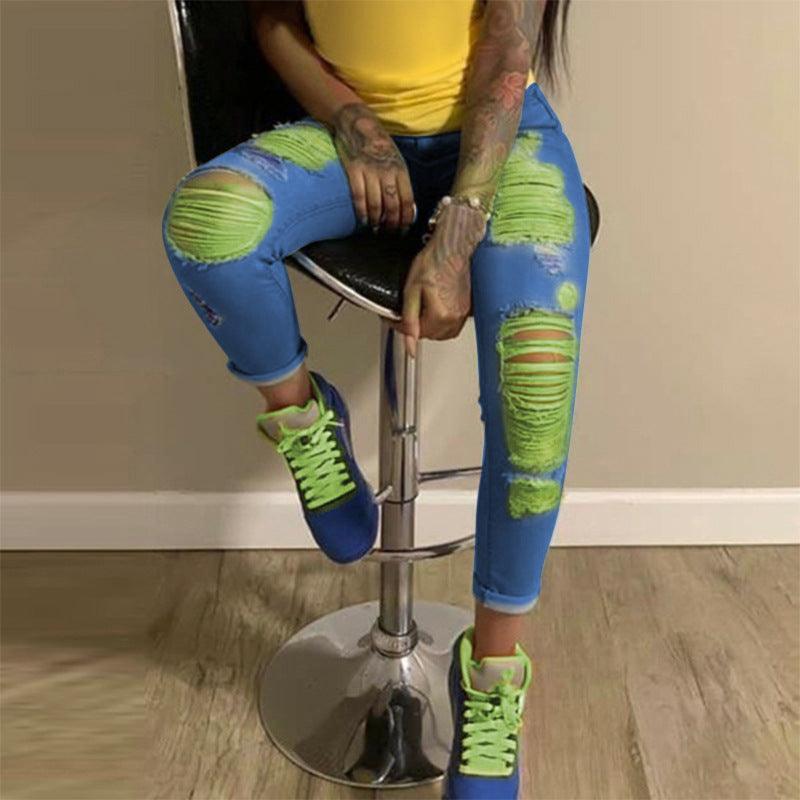 Light color ripped jeans for women - amazitshop