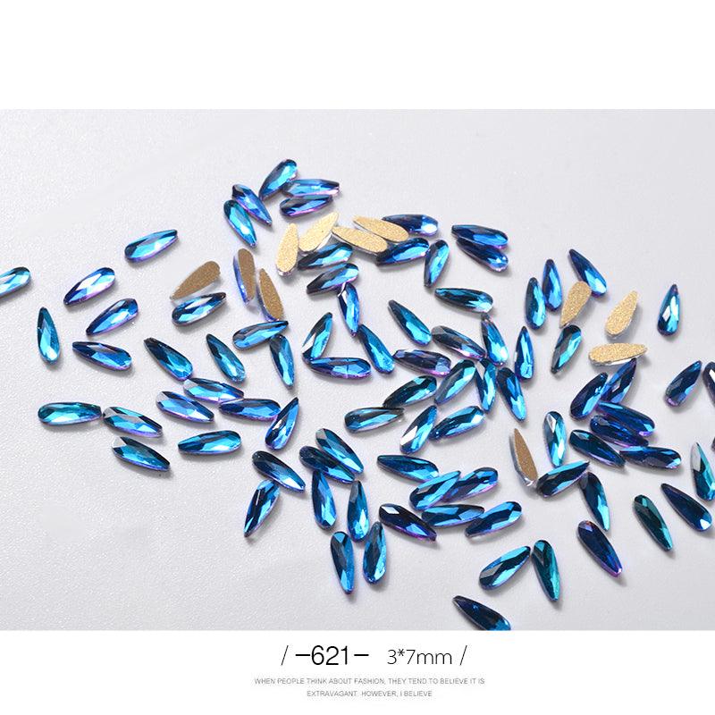 10Pcs 3D Nail Art Rhinestones Long Water Drop Shaped Glitter Nail Art Decorations Accessoires Nail Supplies - amazitshop