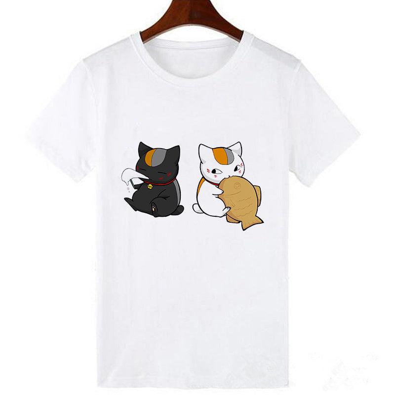 Horro Skull and Cat Femal Tshirt Top Tees kawai T-shirt - amazitshop