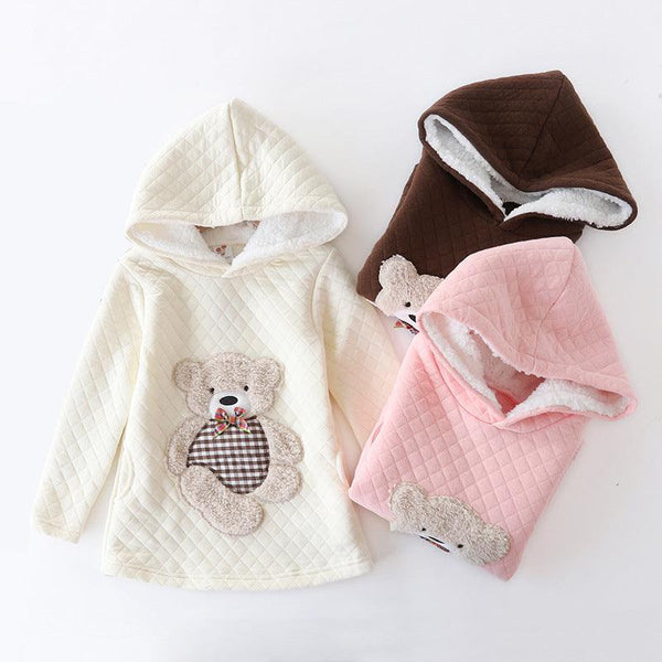 Bear embroidered hooded jacket kids sweater - amazitshop