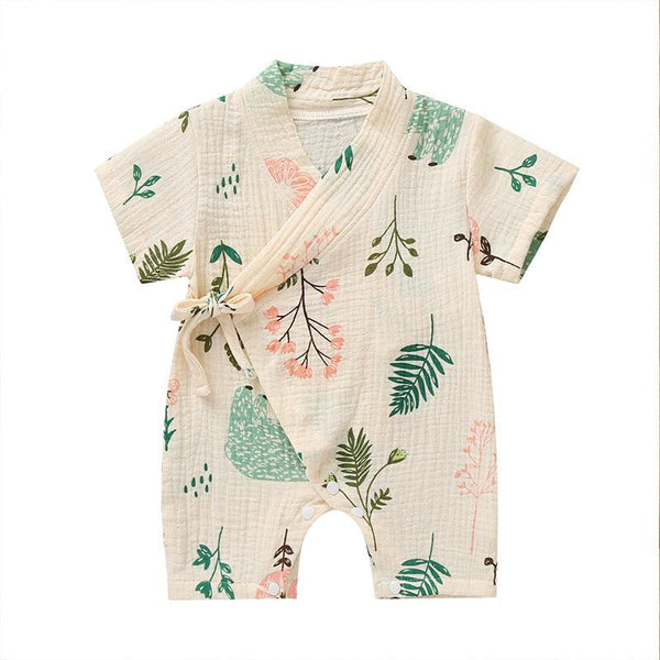 0-18M Summer Baby Girl Boys Clothing Kimonos Rompers Short-sleeved Floral Print Cute Soft Newborn Infant Baby Kimono Playwear