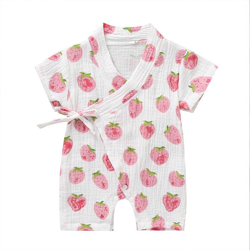 0-18M Summer Baby Girl Boys Clothing Kimonos Rompers Short-sleeved Floral Print Cute Soft Newborn Infant Baby Kimono Playwear - amazitshop