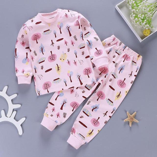 Kids Pajamas Sets Baby Boys Girls Cotton Long Sleeved - amazitshop