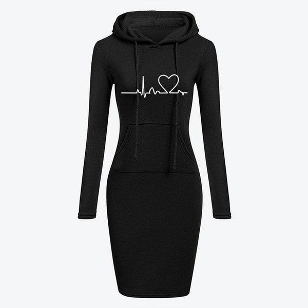 Autumn Winter Women Hoodies Sweatshirts Long-sleeved Dress - amazitshop