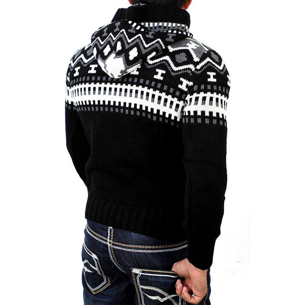Round Neck Casual Personality Hooded Slim Knitted Sweater - amazitshop