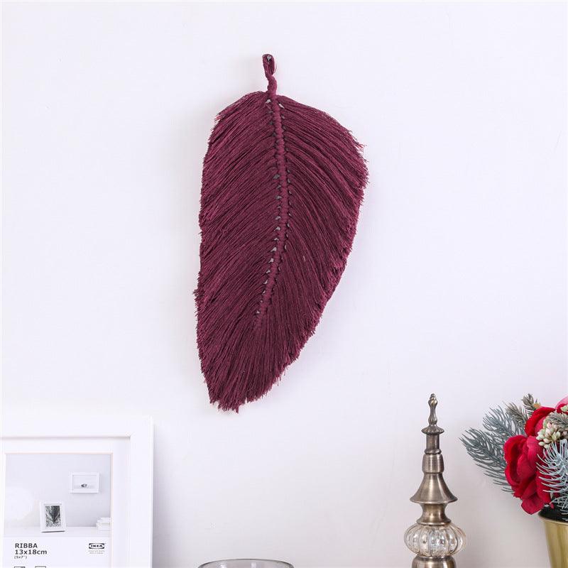 Hand-Woven Leaf Cotton Tapestry Tapestry - amazitshop