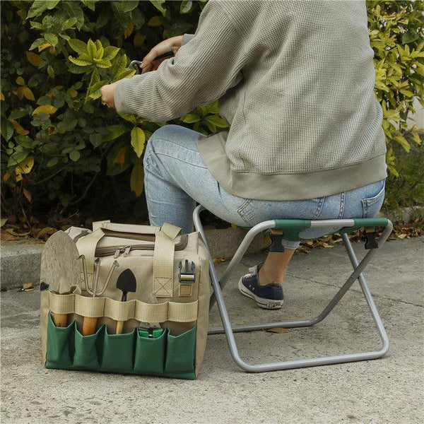 Gardening Stool With Tote Bag Chair Garden Tools Set Organizer, Folding Garden Seat Gardening Stool Gardening - amazitshop