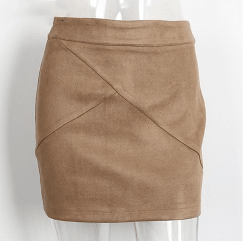 Ladies Leather Suede Pencil Skirt Bodycon Short Skirts Women - amazitshop