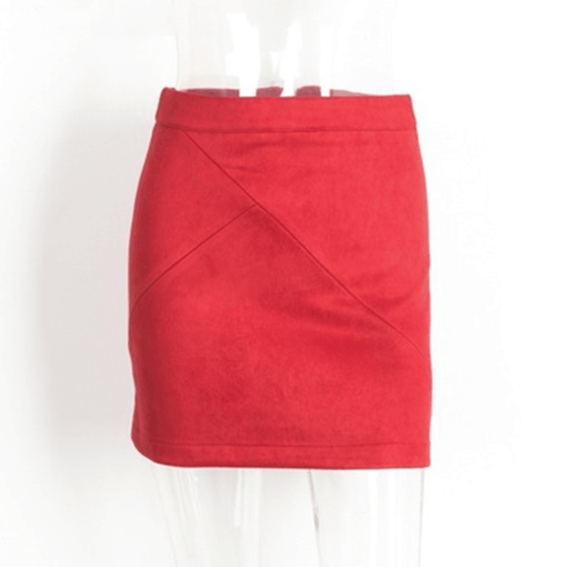 Ladies Leather Suede Pencil Skirt Bodycon Short Skirts Women - amazitshop