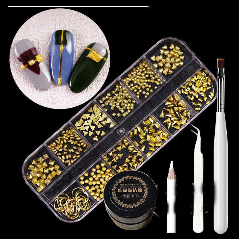 Metal Rivets Rhinestone Nail Decorations Mixed Box - amazitshop