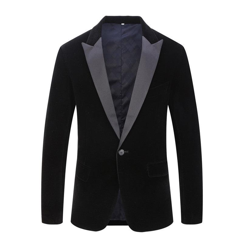 Velvet Burgundy Fashion Casual Suit Jacket - amazitshop