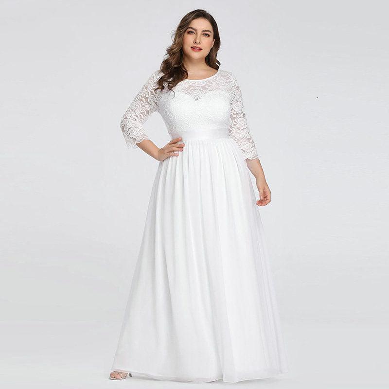 US Ever-Pretty Plus Size Floral Lace Bridesmaid Dresses Long Evening Party Gowns - amazitshop