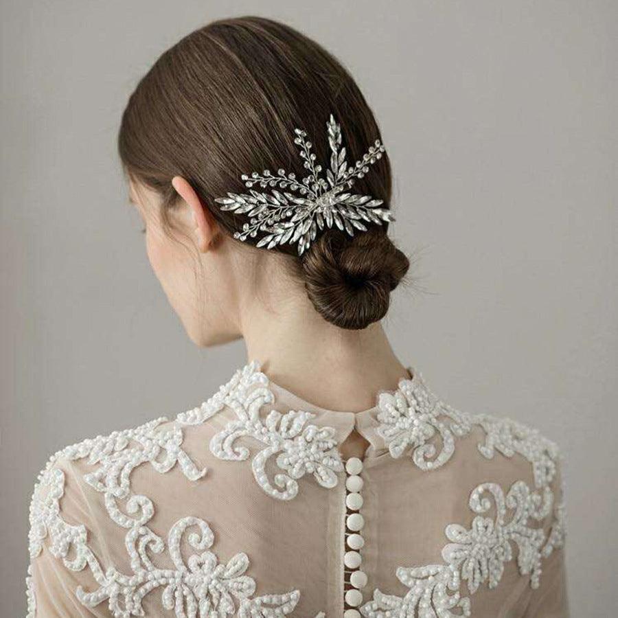 Bridal Wedding Diamond Hair Clip, Alloy Glass Diamond Hair Accessory - amazitshop