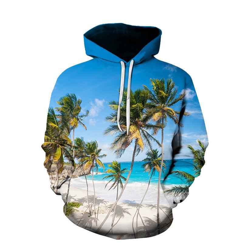 Beach Maple Leaf Couples Sport Sweaters Men And Women Casual Hoodies - amazitshop