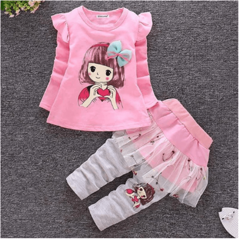 Girls' Spring Clothes for Girls' Infants and Toddlers' Spring Cotton Clothes Suits - amazitshop