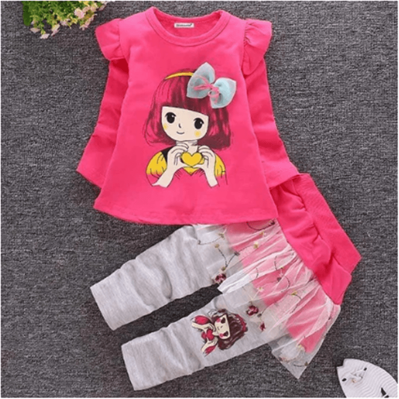 Girls' Spring Clothes for Girls' Infants and Toddlers' Spring Cotton Clothes Suits - amazitshop