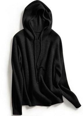 Lazy Loose Hoodie Knit Sweater With Wool Hoodie Backing - amazitshop